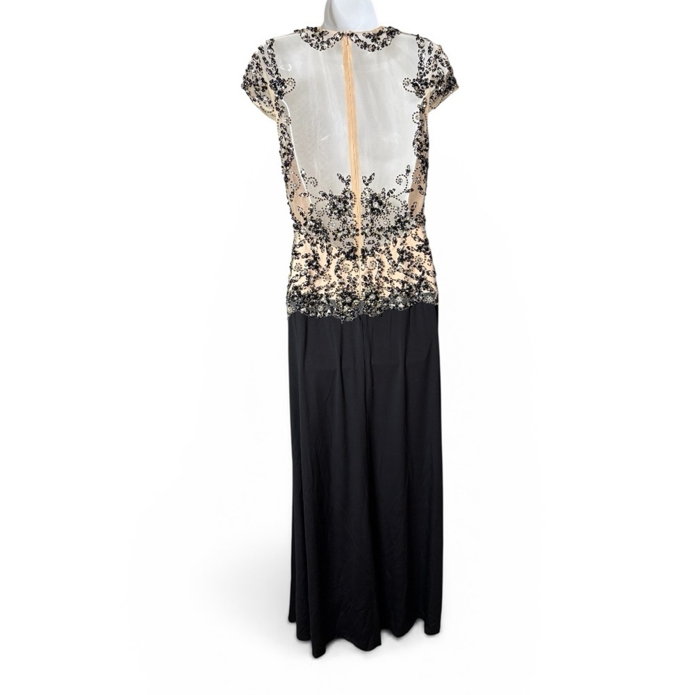 Bicici & Coty Womens Sz L Black Cream Sequin Sleeveless Maxi Evening Gown Formal - Picture 4 of 10